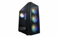 VeinX case ME19A Mid Tower, bez zdroje, 1x USB3.0, 1x USB2.0, 4x 120mm ARGB Fan, 1x ARGB Controller, černá