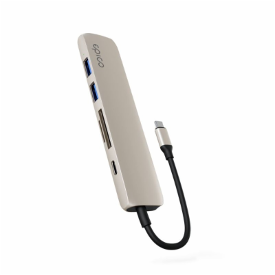 Epico 6v1 hliníkový USB-C 8K hub - bílá