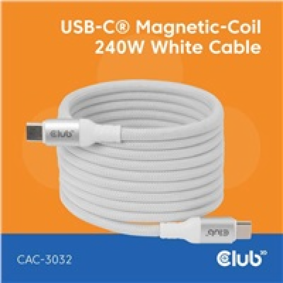Club3D Kabel magnetický USB-C, 240W PD3.1, 480 Mbps, 2m, ...