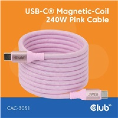 Club3D Kabel magnetický USB-C, 240W PD3.1, 480 Mbps, 2m, ...
