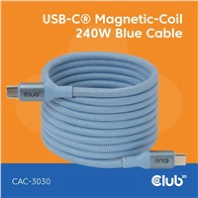 Club3D Kabel magnetický USB-C, 240W PD3.1, 480 Mbps, 2m, ...