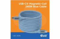 Club3D Kabel magnetický USB-C, 240W PD3.1, 480 Mbps, 2m, modrá