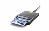 BAZAR - AXAGON CRE-SM3T, USB-A FlatReader čtečka kontaktních karet Smart card (eObčanka), kabel 1.3m - Poškozený obal (K