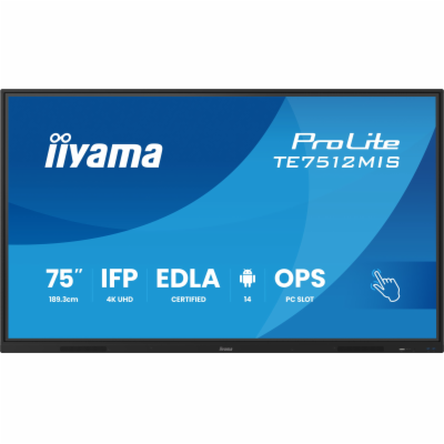 75" iiyama TE7512MIS-B4AG:IPS,4K,40P,USB-C