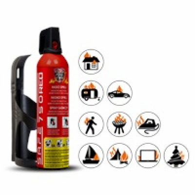 Hasicí sprej SAFE 750 RED 750ml pěnový + držák 75C