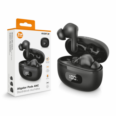 Bluetooth sluchátka ALIGATOR TWS08BK PODS ANC, černá