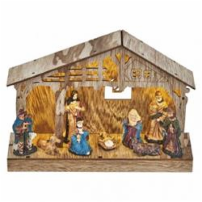 LED vánoční betlém dřevěný, 19 cm, 3x AA, vnitřní, teplá ...