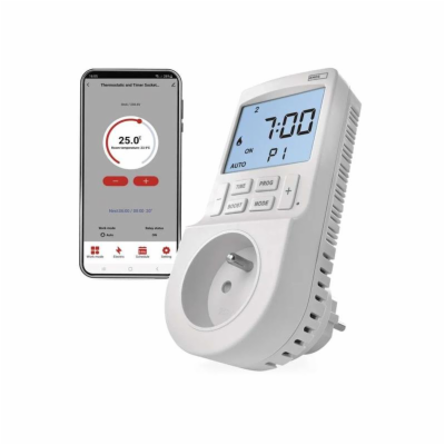 Smart termostat EMOS do zásuvky s funkcí digitálního časo...