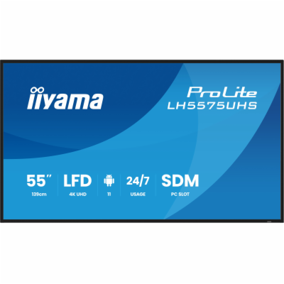 55" iiyama LH5575UHS-B2AG:IPS,4K UHD,Android,24/7