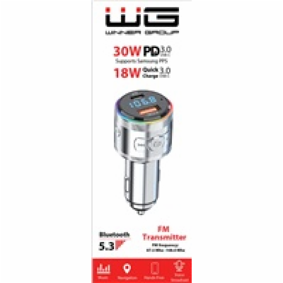 WG - Nabíječka do auta, Transmitter FM, USB-A QC 3.0 18W ...