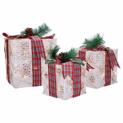 Solight sada 3 LED vánočních dárků, 48x LED, IP44, 230V -...