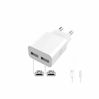 WG - Síťová nabíječka 2x USB-A 2,4A , Smart IC + kabel US...