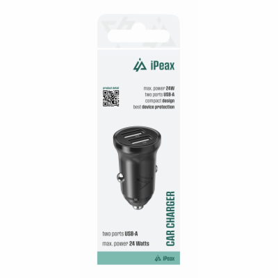 iPEAX AUTONABÍJEČKA CL-02, 4,8A, 2x USB-A ČERNÁ