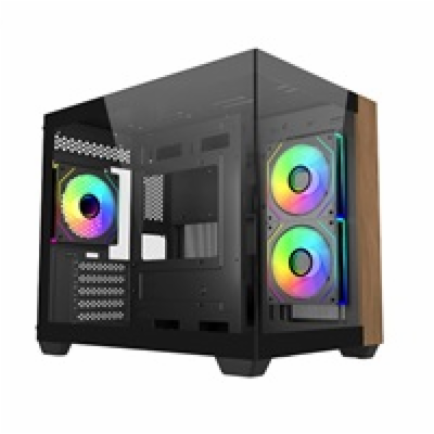 Cooler Master case Elite 481 Wood, mATX, Průhledná bočnic...