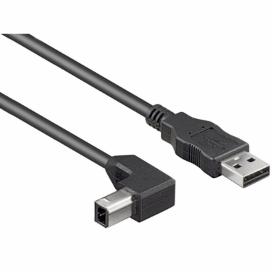 PremiumCord Kabel USB 2.0, A-B, 5m se zahnutým USB-B kone...