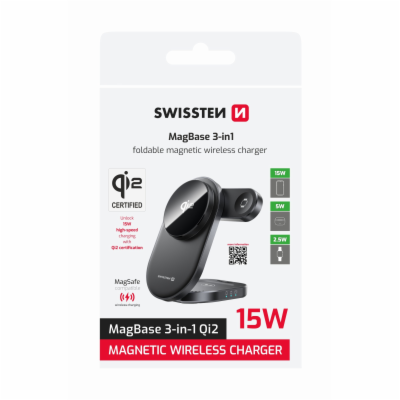 Swissten  Skládací Bezdrátová Qi2 Nabíječka Magbase 3V1 Č...