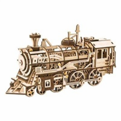 RoboTime 3D dřevěné mechanické puzzle Parní lokomotiva