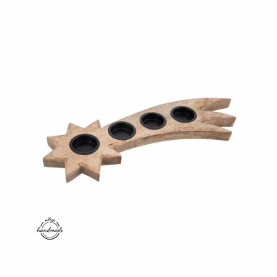 Svícen z mangového dřeva ORION Hvězda
