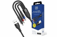 3mk kabel Hyper Cable N-SERIES A to C/Lightning/Micro 1.2m 9V/2A 18W QC3.0 Black