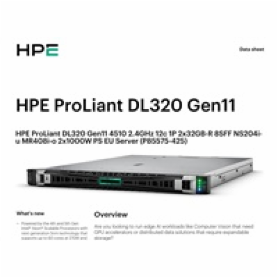 HPE DL320 G11 4510, 64GB, 2 x 480GB NVME, MR408i-o