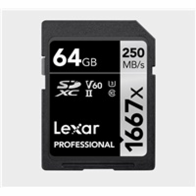 Lexar SDXC Pro 1667X UHS-II U3 R250/W120 (V60) 64GB