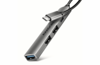 AXAGON HUE-STC, 4x USB ALU STRIP hub, 1x USB-A 5Gbps, 2x USB-A & 1x USB-C 480Mbps, kabel USB-C 12cm
