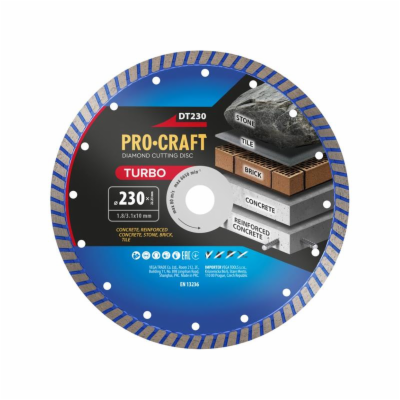 Kotouč řezný diamantový 230mm PROCRAFT DT230 Turbo