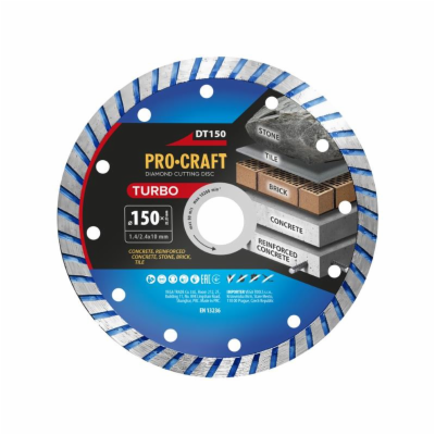 Kotouč řezný diamantový 150mm PROCRAFT DT150 Turbo
