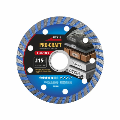 Kotouč řezný diamantový 115mm PROCRAFT DT115 Turbo