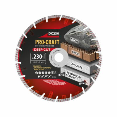 Kotouč řezný diamantový 230mm PROCRAFT DC230 Deep Cut
