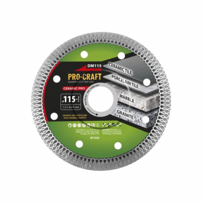 Kotouč řezný diamantový 115mm PROCRAFT DM115 Ceramic PRO
