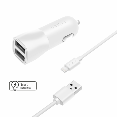 FIXED 2xUSB, USB/Lightning,1m MFI, 15W, bílá