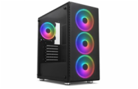 BAZAR - 1stCOOL skříň Rainbow 4, Mid Tower, ATX, AU, Průhledná bočnice, 4x 120mm Fan, 650W, 88+, Černá, poškozený obal