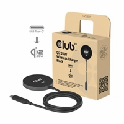 Club3D Bezdrátová nabíječka, 1x Qi2 25W, MagSafe, Qi cert...