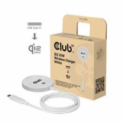 Club3D Bezdrátová nabíječka, 1x Qi2 25W, MagSafe, Qi cert...