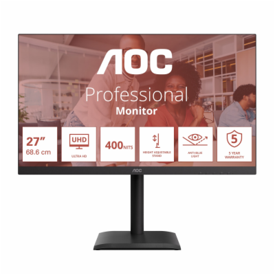 AOC/U27E4CV/27"/IPS/4K UHD/60Hz/4ms/Černá/5R