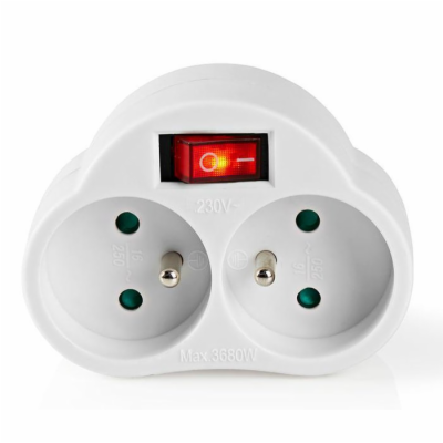 NEDIS síťový rozbočovač/ 2x zásuvka typu E (s kolíkem)/ 2...