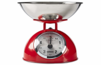 NEDIS Melissa kuchyňská váha/ analogová/ nosnost 5kg/ vyjímatelná mísa/ nerezová ocel/ červená