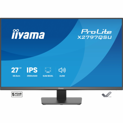 iiyama ProLite/X2797QSU-B1/27"/IPS/QHD/75Hz/1ms/Černá/5R