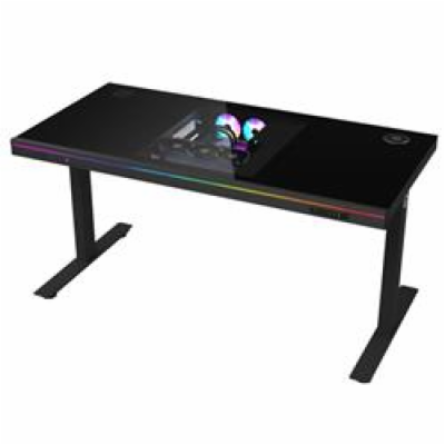 LORGAR stůl s volitelnou výškou, vestavěnou skříní pro PC...