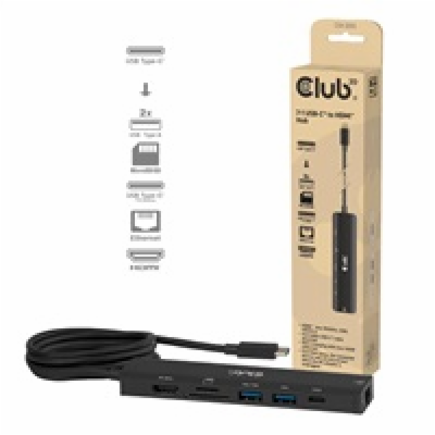 Club3D hub USB-C, 7-in-1 hub s 2x USB, 1xHDMI, 1xUSB-C PD...