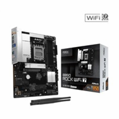 ASRock MB Sc AM5 B850 Rock WiFi 7,  AMD B850, 4xDDR5, 1xH...