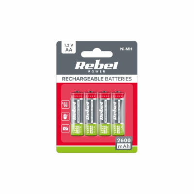 Baterie AA (R06) nabíjecí 1,2V/2600mAh REBEL 4ks / blistr...