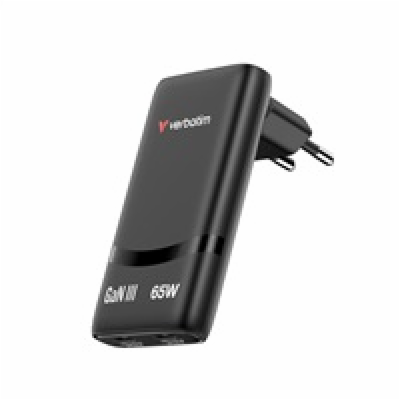 VERBATIM GaN Nabíječka Fold  n  Go 65W, 2xUSB-C, černá