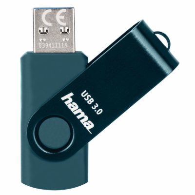Hama USB 3.2 Flash Drive Rotate, 64 GB, 70 MB/s, petrolej...