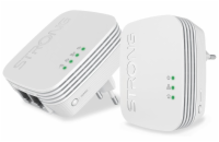 STRONG sada 2 adaptérů Powerline WI-FI 600 DUO MINI/ Powerline 600 Mbit/s/ Wi-Fi 300 Mbit/s/ 2x LAN/ bílý