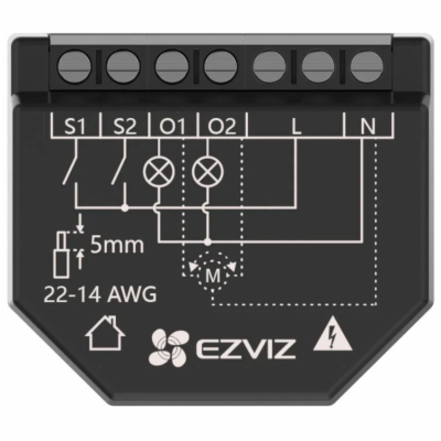 EZVIZ chytré Wi-Fi relé T36 (měření spotřeby), 2 kanál