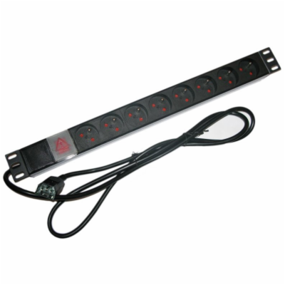 XtendLan 19"/1U rozvodný panel 8x 230V/10A, ČSN s přívodn...