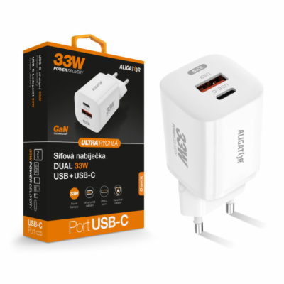 Chytrá GaN síťová nabíječka ALIGATOR Power Delivery 33W, ...