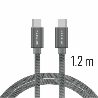 Swissten Datový Kabel Textile USB-C / USB-C 1,2 M Šedý